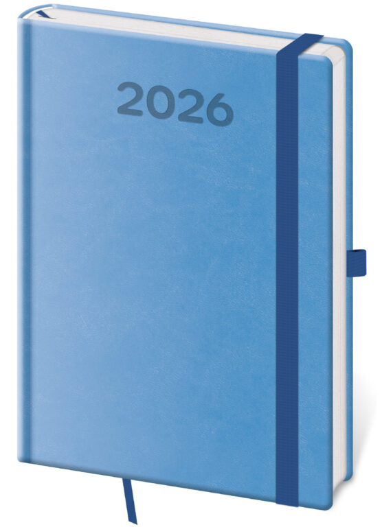 Levně Denní diář 2026 Helma A5 - Print Pop světle modrý