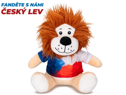 Plyšový lev sedící 25 cm v tričku
