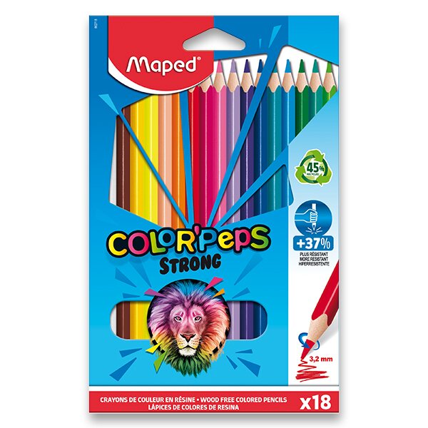 Levně Pastelky trojhranné Maped Color'Peps Strong - 18 barev
