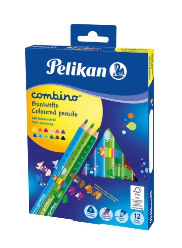 Pastelky trojhranné silné Pelikan Combino - 12 barev