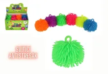 Antistresový mačkací chlupatý míček svítící 7 cm - mix barev