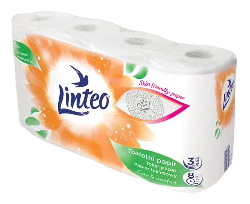 Toaletní papír Linteo, bílý, 3-vrstvý - prodej jen po 8 rolích