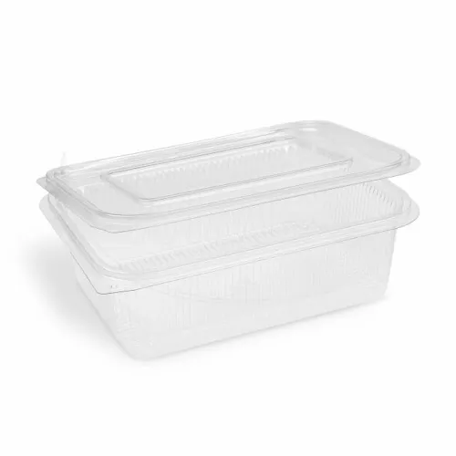 Miska (rPET) s víčkem hranatá průhledná 1500 ml, 50 ks