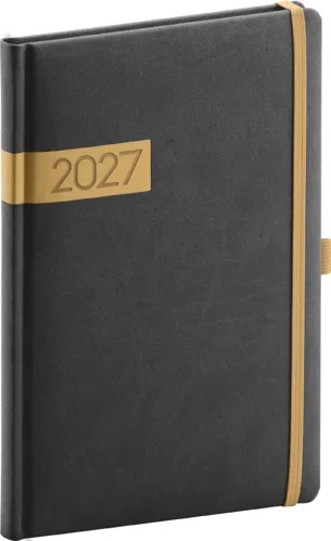 Týdenní diář 2027 Notique Twill A5 černo-zlatý
