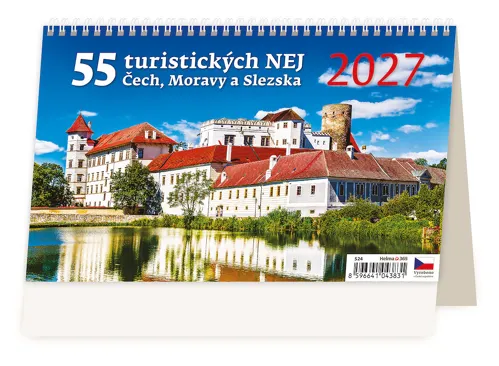 Stolní kalendář 2027 Helma 55 turistických nej Čech, Moravy a Slezska