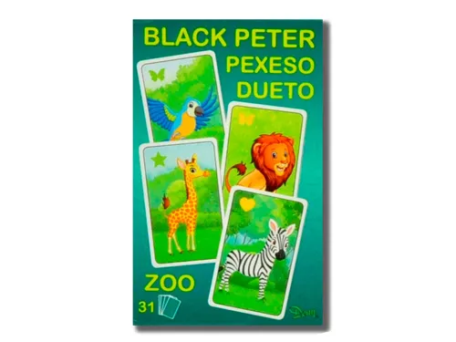 Černý Petr/Pexeso/Dueto ZOO 3v1 6,5x10,5x1,5cm 31ks v krabičce
