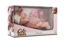Panenka miminko s dudlíkem a chrastítkem pevné tělo 28 cm (1)