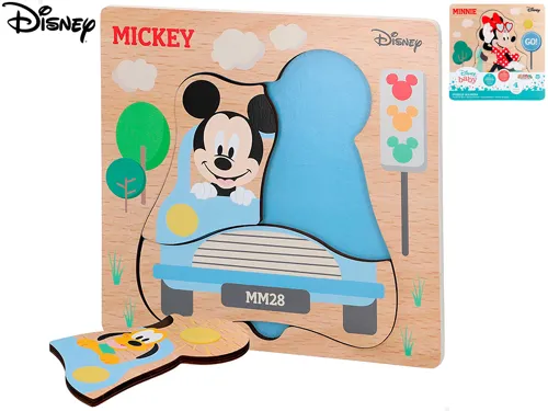 Puzzle dřevěné 21 × 21 cm, 4 dílky - Mickey Mouse, mix motivů