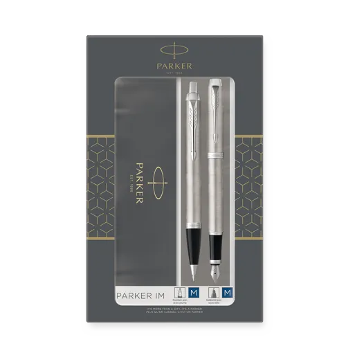 Parker IM Stainless Steel CT - plnicí pero a propiska v sadě