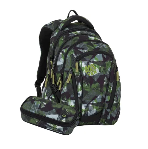 Studentský batohový set Bagmaster BAG 26 A ZELENO-ŠEDÝ (batoh,pouzdro)
