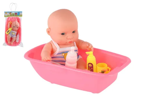 Panenka miminko s doplňky ve vaničce 18 cm