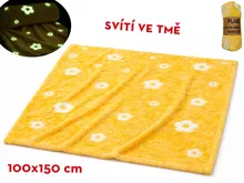 Deka 100 × 150 cm s květinami svítící ve tmě - žlutá