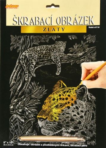 Vyškrabovací obrázek zlatý - Leopard
