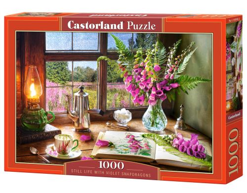 Puzzle Castorland 1000 dílků - Zátiší s hledíky (růžový květinky)
