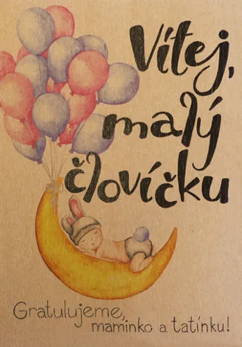 Přáníčko BeBechy - recyklovaný papír - Vítej