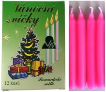 Vánoční svíčky na stromeček 9,5cm, 12ks - růžové