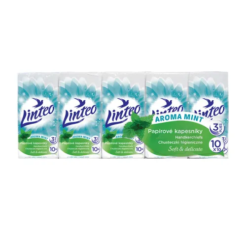 Papírové kapesníky Linteo mentol 10x10ks, bílé, 3-vrstvé
