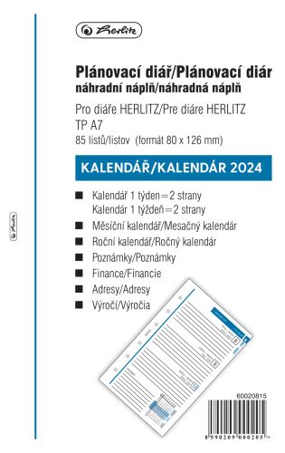 Týdenní náplň do kroužkového diáře A7 Herlitz na rok 2024