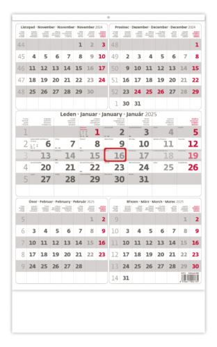 Nástěnný kalendář Helma 2025 - Pětiměsíční šedý