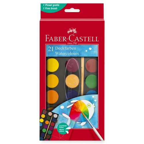 Vodové barvy Faber-Castell 21 barev, průměr 30 mm