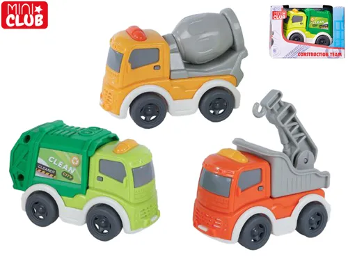 Vozidlo stavební Mini Club 8 cm na volný chod - mix motivů