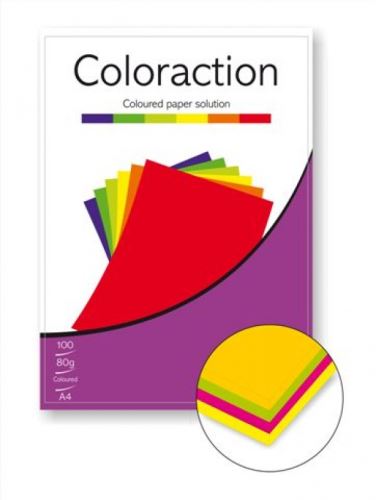 Xerografický papír A4 barevný mix 80g, 5x20 listů, reflexní barvy