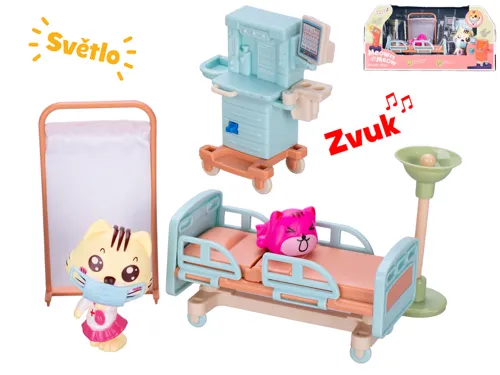 Sada zvířecí ordinace s doplňky, 6 ks se světlem a zvukem na baterie