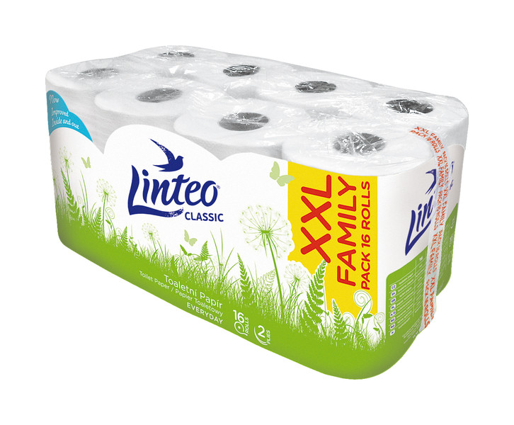 Levně Toaletní papír Linteo Classic, 16 rolí, bílý, 2-vrstvý