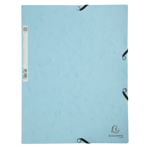 Spisové desky 3klopové s gumičkou Exacompta Pastel, A4 maxi, prešpán, 400 g/m2, modré