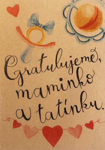 Přáníčko BeBechy - recyklovaný papír - Gratulujeme