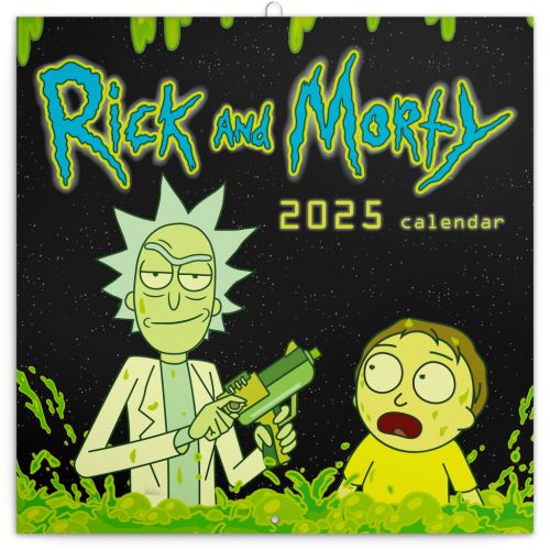 Nástěnný poznámkový kalendář Presco Group 2025 - Rick a Morty, 30 × 30 cm