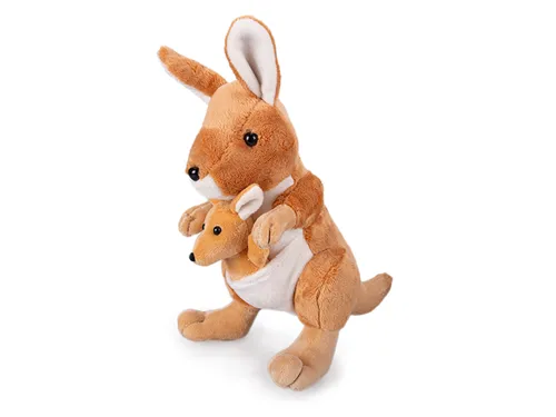 Plyšový klokan s mládětem stojící 29 cm