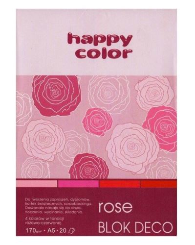 Barevné papíry A4 170g, 5 odstínů růžové, 20ls