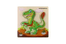 Vkládačka/Puzzle deskové dřevo dinosauři mix druhů v sáčku 16x15cm (4)