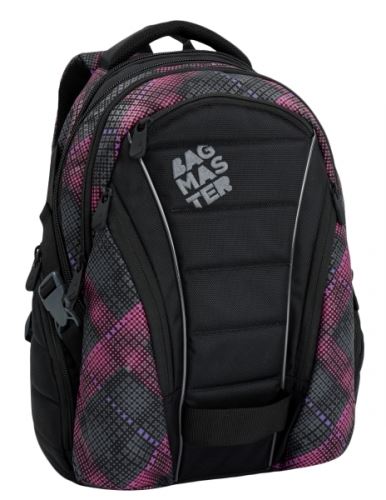 Bagmaster studentský batoh BAG 6 E Black/Pink/Violet + 3 roky záruka