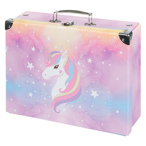 BAAGL Skládací školní kufřík - Rainbow Unicorn s kováním