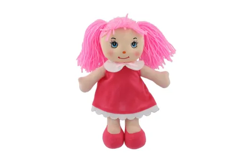 Panenka Mazlinka hadrová s růžovými vlásky 31 cm
