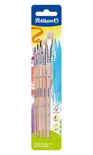 Sada štětců Pelikan 5 ks startovní sada - pl. 6,10, kul. 2,4,6