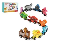 Dřevěný vláček s vagóny na magnety, 10 ks - dinosaurus