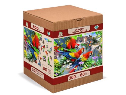 Dřevěné puzzle L, 300 dílků - Ostrov papoušků