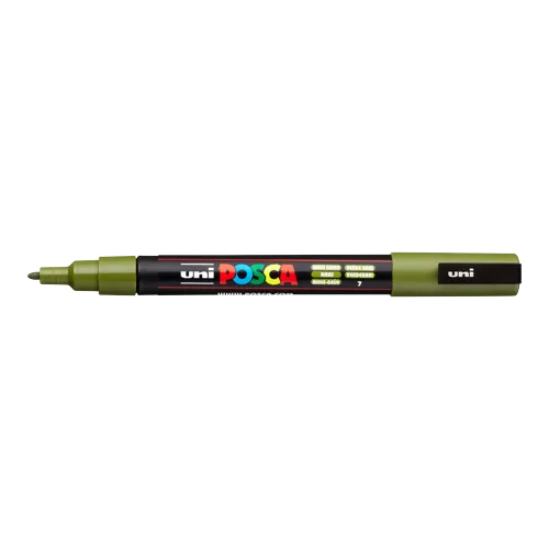 Dekorační popisovač Posca PC-3M, khaki zelená (7), 0,9-1,3 mm