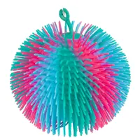 Antistresový mačkací chlupatý míček duhový 15 cm - mix barev (1)