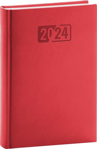 Denní diář A5 Presco Group 2024 - Aprint červený, 15 × 21 cm