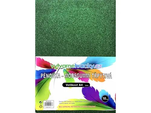 Pěnovka třpytivá A4, tl. ca 2mm - zelená