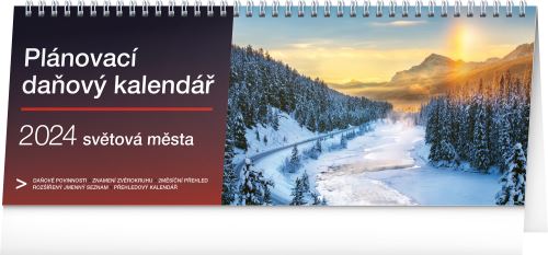 Stolní kalendář Presco Group 2024 - Plánovací daňový - Světová města, 33 × 12,5 cm