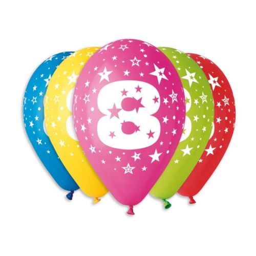 Balónky nafukovací průměr 30cm – potisk číslice "8", 10ks
