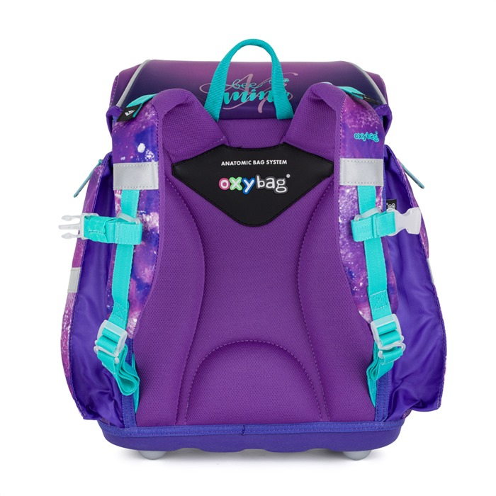 Záda školního batohu OXY Premium Light Monster – anatomický zádový panel a nastavitelné popruhy