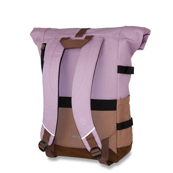 Volnočasový batoh Walker Roll-up Two Mauve/Biscuit – pohled zezadu s popruhy