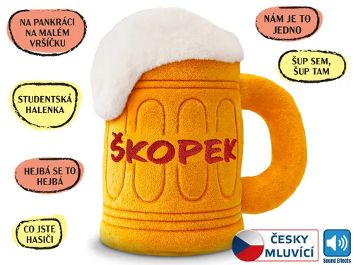 Plyšový škopek 20 cm s písničkami na baterie