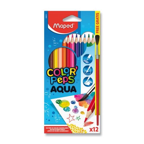 Pastelky Maped Color Peps Aqua - 12 barev + štětec